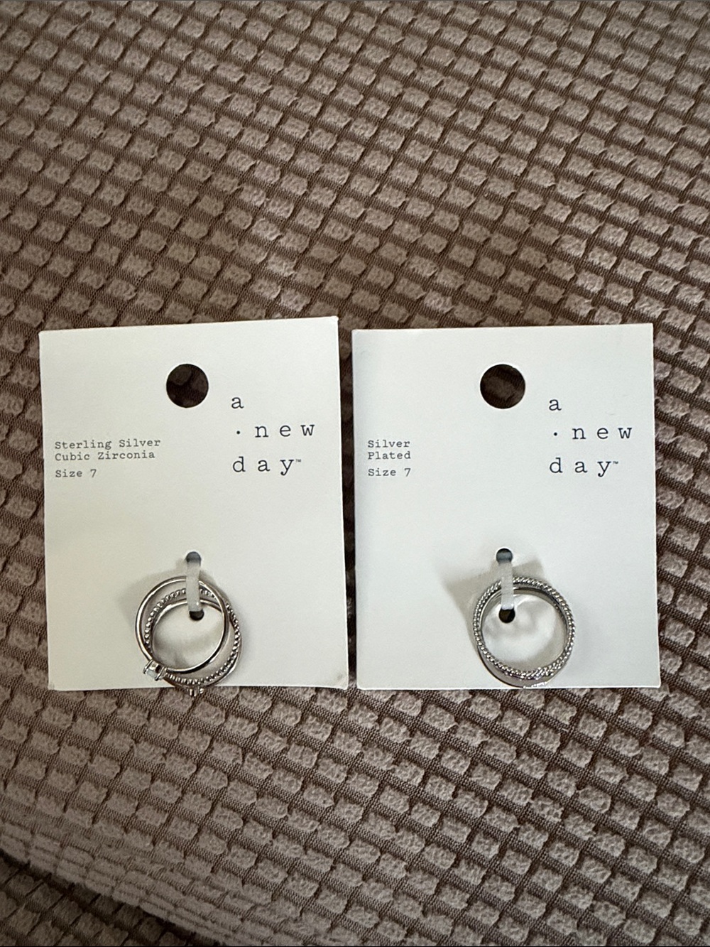 a new day Silver Interlinked Double Ring Set